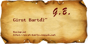 Girst Bartó névjegykártya